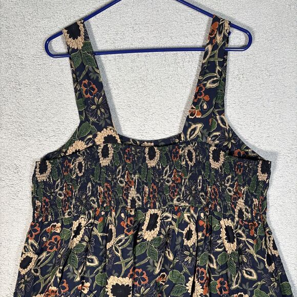 Natural Life Mini Dress Women’s Size XXL Empire Waist Smocked Chest Dark Florals - Picture 11 of 15